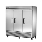 True TS-72-HC - Refrigerator, three-section, (3) solid doors, stainless steel front/sides